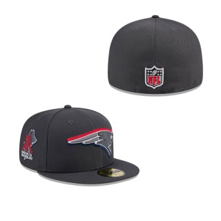 New England Patriots Graphite Official 2024 NFL Draft On Stage 59FIFTY Fitted Hat