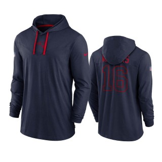 Men's New England Patriots Jakobi Meyers Navy Hoodie Tri-Blend Sideline Performance T-Shirt