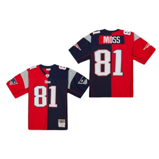 Men's New England Patriots Randy Moss Mitchell & Ness Navy Red 2007 Split Legacy Replica Jersey