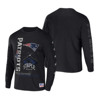 Men's New England Patriots NFL x Staple Black World Renowned Long Sleeve T-Shirt