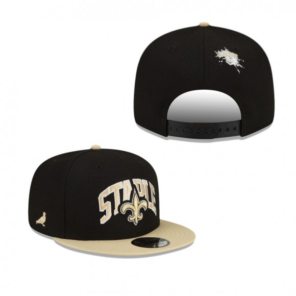 Men's New Orleans Saints Black Vegas Gold NFL x Staple Collection 9FIFTY Snapback Adjustable Hat