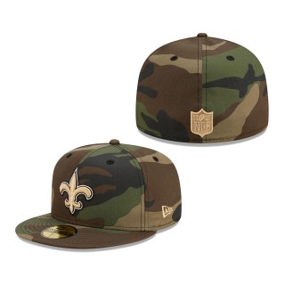Men's New Orleans Saints New Era Camo Woodland 59FIFTY Fitted Hat