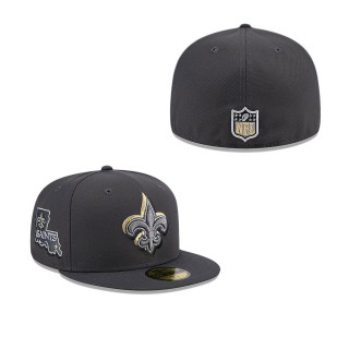 New Orleans Saints Graphite Official 2024 NFL Draft On Stage 59FIFTY Fitted Hat