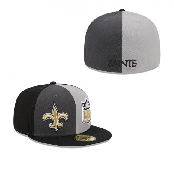 New Orleans Saints Gray Black 2023 Sideline 59FIFTY Fitted Hat