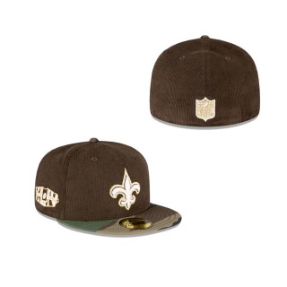 New Orleans Saints Just Caps Brown Camo Fitted Hat