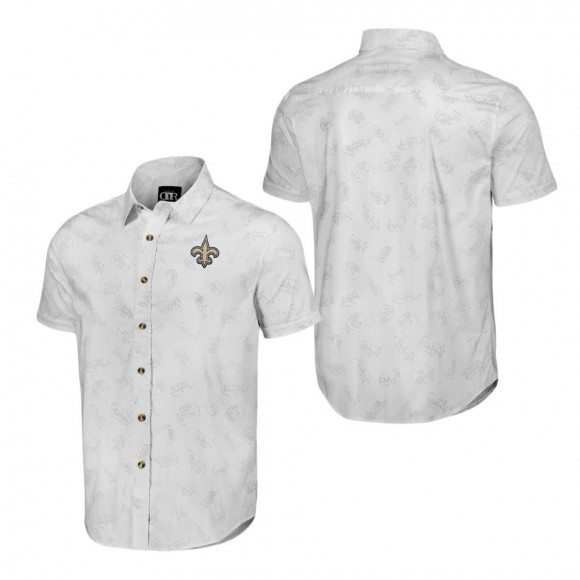 New Orleans Saints NFL x Darius Rucker Collection White Woven Short Sleeve Button Up Shirt