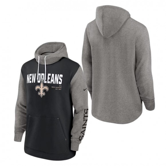 New Orleans Saints Nike Black Fashion Color Block Pullover Hoodie