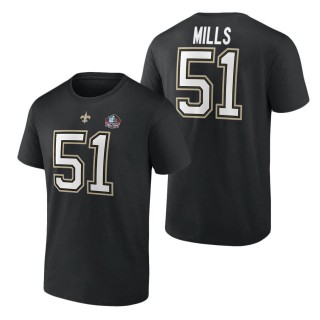 Men's New Orleans Saints Sam Mills Fanatics Branded Black Hall of Fame Name & Number T-Shirt