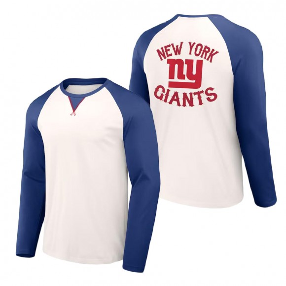 Giants NFL x Darius Rucker Collection Cream Royal Long Sleeve Raglan T-Shirt