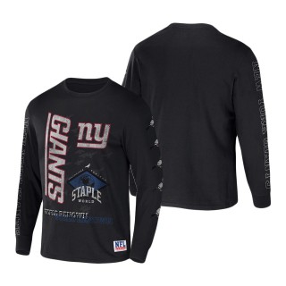 Men's New York Giants NFL x Staple Black World Renowned Long Sleeve T-Shirt