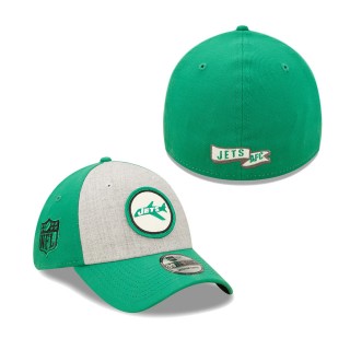 Men's New York Jets Heathered Gray Kelly Green 2022 Sideline 39THIRTY Historic Flex Hat