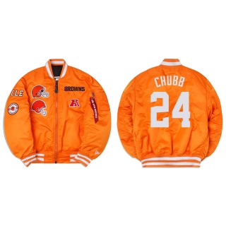 Nick Chubb Alpha Industries X Cleveland Browns MA-1 Bomber Orange Jacket