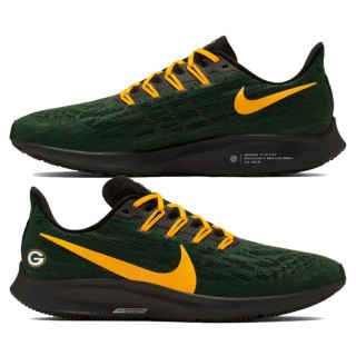 Unisex Nike Air Zoom Pegasus 36 Green Bay Packers Green Gold Running Shoes