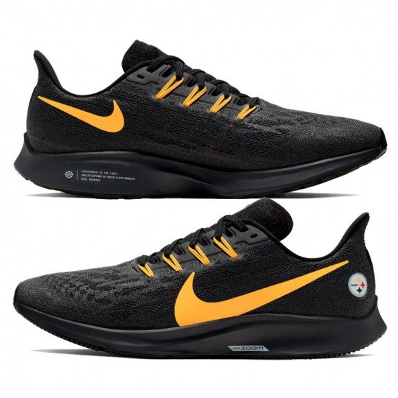 Unisex Nike Air Zoom Pegasus 36 Pittsburgh Steelers Anthracite Gold Running Shoes