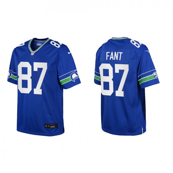 Noah Fant Youth Seattle Seahawks Royal Throwback Game Jersey