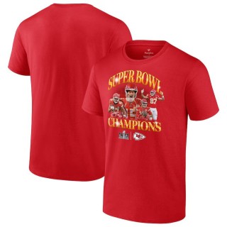 Chiefs Patrick Mahomes & Travis Kelce Red Super Bowl LVIII Champions Retro Duo T-Shirt