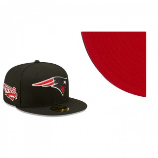 New England Patriots Black Super Bowl XXXVI Red Undervisor 59FIFTY Hat