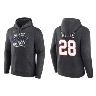 Men's Patriots James White Charcoal 2021 NFL Playoffs Lights Action Hoodie