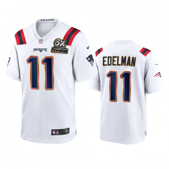 New England Patriots Julian Edelman White 6X Super Bowl Champions Patch Game Jersey