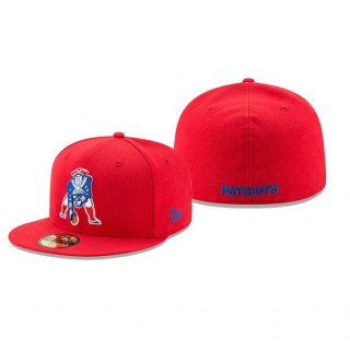 New England Patriots Red Omaha Classic Logo 59FIFTY Fitted Hat
