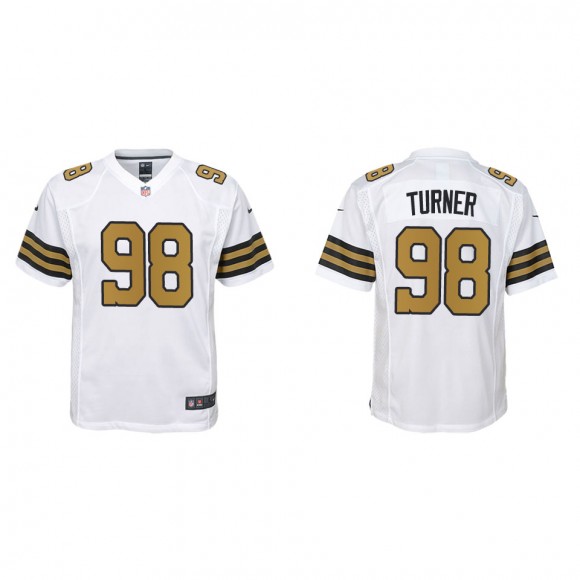 Payton Turner youth New Orleans Saints White Alternate Game Jersey