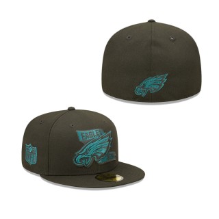 Men's Philadelphia Eagles Black 2022 Sideline 59FIFTY Pop Fitted Hat