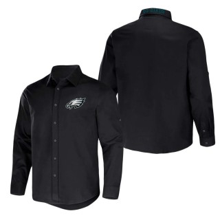 Men's Philadelphia Eagles NFL x Darius Rucker Collection by Fanatics Black Convertible Twill Long Sleeve Button-Up Shirt