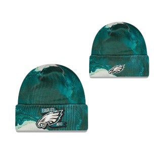 Men's Philadelphia Eagles Midnight Green 2022 Sideline Ink Dye Cuffed Knit Hat