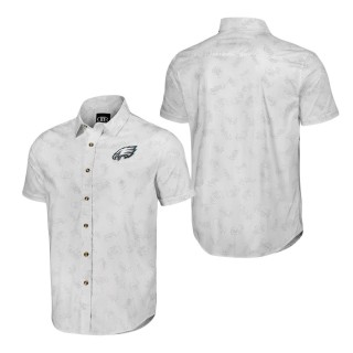 Eagles NFL x Darius Rucker Collection White Woven Short Sleeve Button Up Shirt