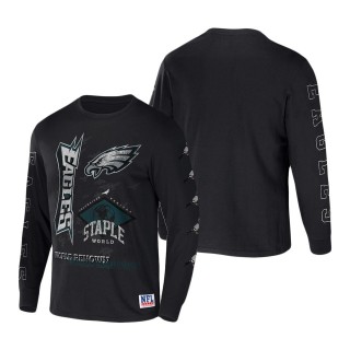 Men's Philadelphia Eagles NFL x Staple Black World Renowned Long Sleeve T-Shirt
