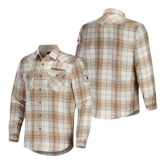 Pittsburgh Steelers NFL x Darius Rucker Collection Tan Flannel Long Sleeve Button-Up Shirt