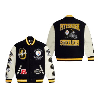 Pittsburgh Steelers OVO x NFL Black Full-Snap Varsity Jacket