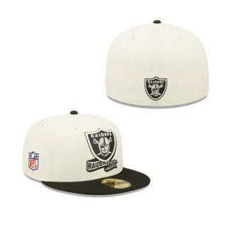 Men's Las Vegas Raiders Cream Black 2022 Sideline 59FIFTY Fitted Hat
