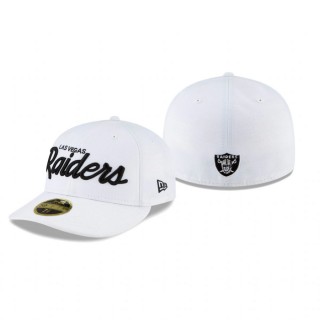Las Vegas Raiders White Omaha Script Low Profile 59FIFTY Hat