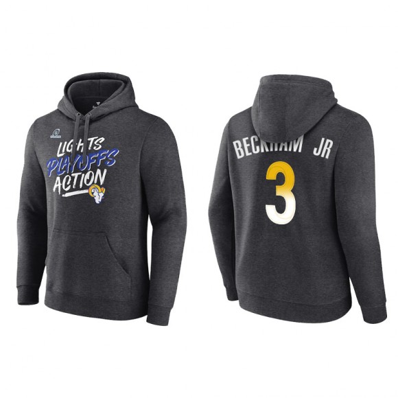 Men's Rams Odell Beckham Jr. Charcoal 2021 NFL Playoffs Lights Action Hoodie