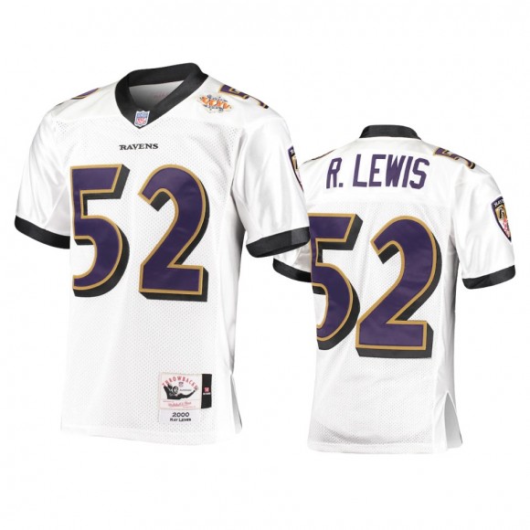 Baltimore Ravens Ray Lewis White 2000 Legacy Replica Throwback Jersey