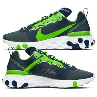 Unisex Nike React Element 55 Seattle Seahawks College Navy Shoes