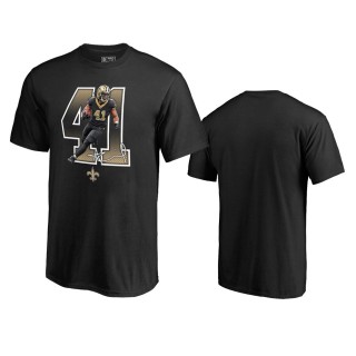 New Orleans Saints Alvin Kamara Black Player Graphic Powerhouse T-Shirt