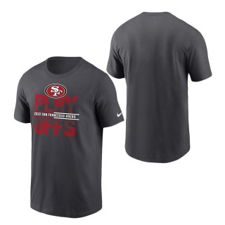 Men's San Francisco 49ers Nike Anthracite 2022 NFL Playoffs Iconic T-Shirt