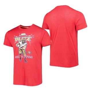 Men's San Francisco 49ers George Kittle Homage Heathered Scarlet Blitz Player Tri-Blend T-Shirt