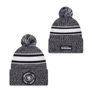 San Francisco 49ers Heather Black 2023 Inspire Change Cuffed Knit Hat With Pom