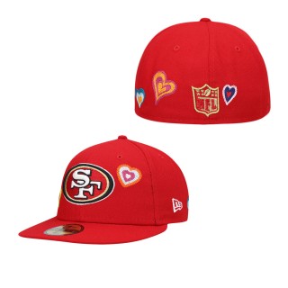 Men's San Francisco 49ers Scarlet Chain Stitch Heart 59FIFTY Fitted Hat