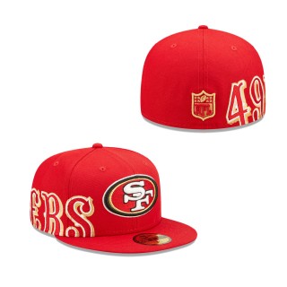 Men's San Francisco 49ers Scarlet Side Split 59FIFTY Fitted Hat