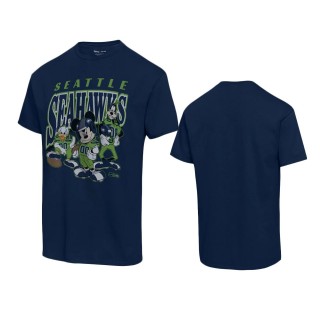 Seattle Seahawks College Navy Disney Mickey Huddle T-Shirt
