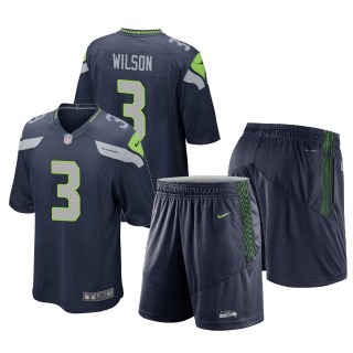 Seattle Seahawks Russell Wilson College Navy Game Shorts Jersey