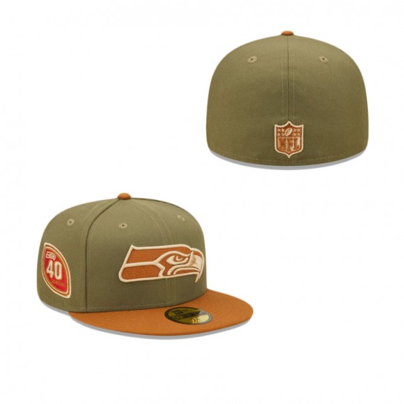 Seattle Seahawks 40 Season Olive Brown Toasted Peanut 59FIFTY Fitted Hat