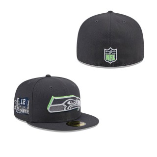 Seattle Seahawks Graphite Official 2024 NFL Draft On Stage 59FIFTY Fitted Hat