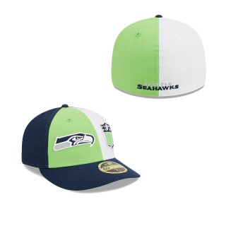 Seattle Seahawks Neon Green College Navy 2023 Sideline Low Profile 59FIFTY Fitted Hat