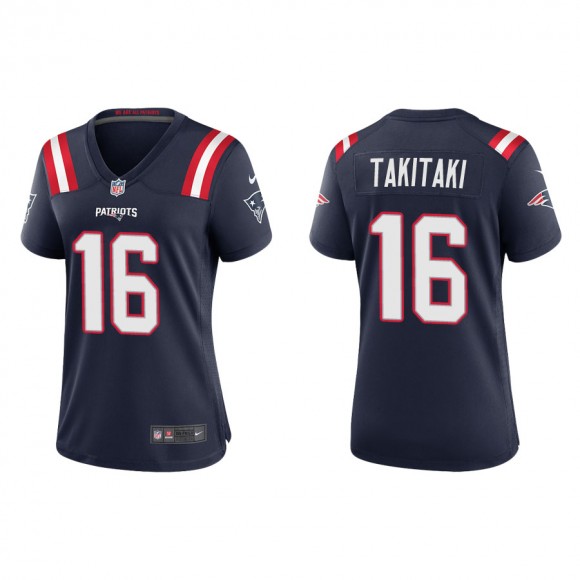 Women's Sione Takitaki Patriots Navy Game Jersey