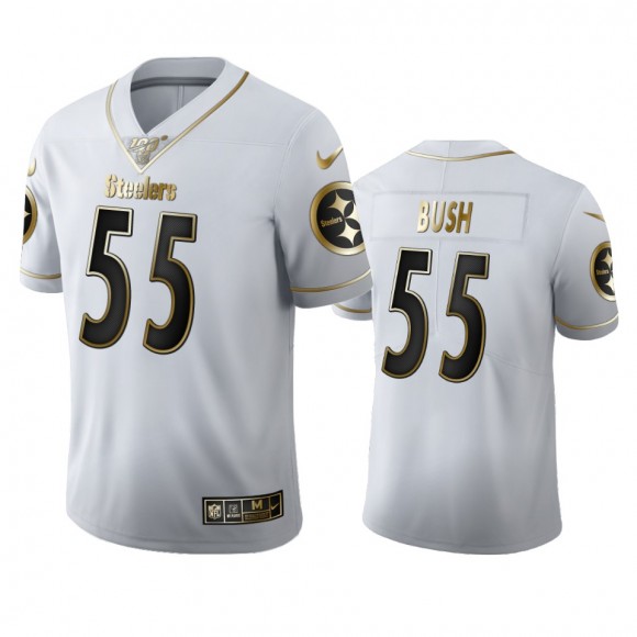 Devin Bush Steelers White 100th Season Golden Edition Jersey